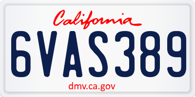 CA license plate 6VAS389