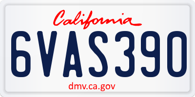 CA license plate 6VAS390