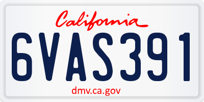 CA license plate 6VAS391