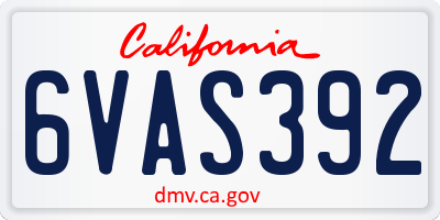 CA license plate 6VAS392