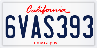 CA license plate 6VAS393