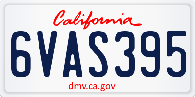 CA license plate 6VAS395