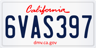 CA license plate 6VAS397