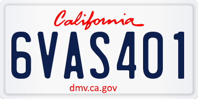 CA license plate 6VAS401