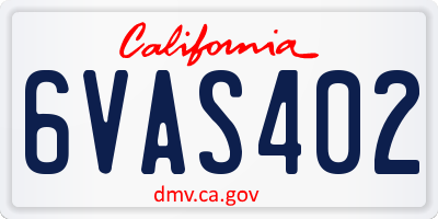 CA license plate 6VAS402