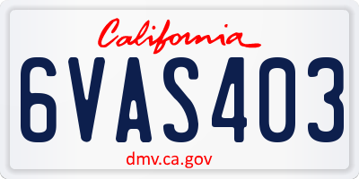 CA license plate 6VAS403