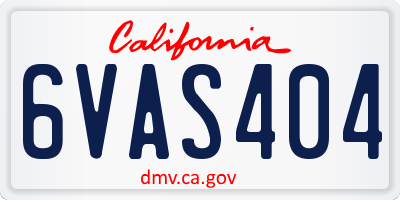 CA license plate 6VAS404