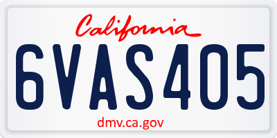 CA license plate 6VAS405