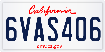 CA license plate 6VAS406