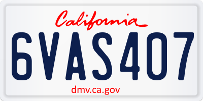 CA license plate 6VAS407