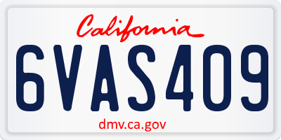 CA license plate 6VAS409