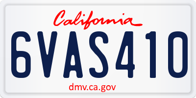 CA license plate 6VAS410