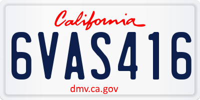 CA license plate 6VAS416