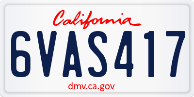 CA license plate 6VAS417