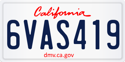 CA license plate 6VAS419