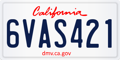 CA license plate 6VAS421