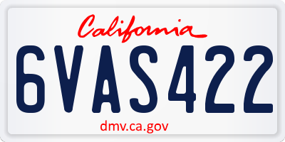 CA license plate 6VAS422