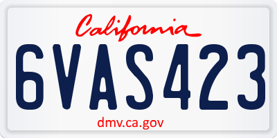 CA license plate 6VAS423
