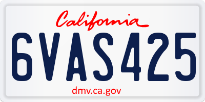 CA license plate 6VAS425