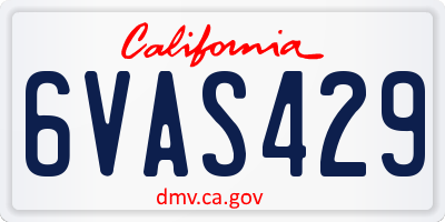 CA license plate 6VAS429