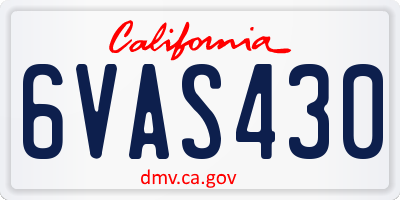 CA license plate 6VAS430