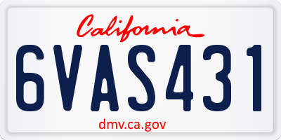 CA license plate 6VAS431
