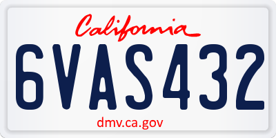 CA license plate 6VAS432