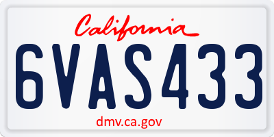 CA license plate 6VAS433