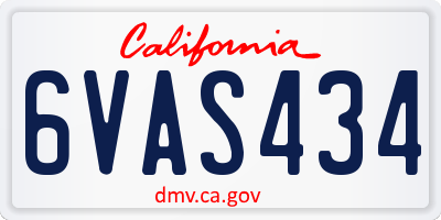 CA license plate 6VAS434