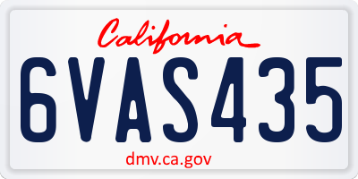 CA license plate 6VAS435