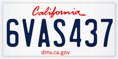 CA license plate 6VAS437