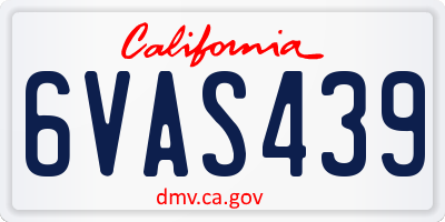 CA license plate 6VAS439