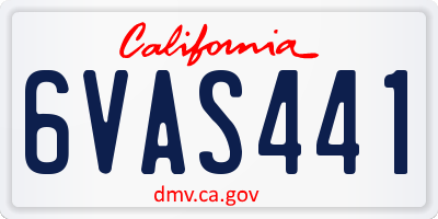 CA license plate 6VAS441