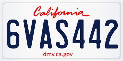 CA license plate 6VAS442