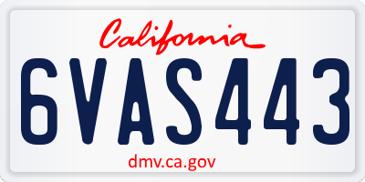 CA license plate 6VAS443
