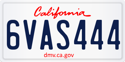 CA license plate 6VAS444