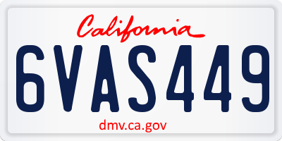 CA license plate 6VAS449