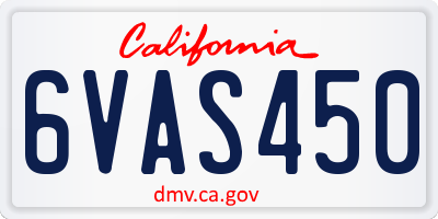 CA license plate 6VAS450
