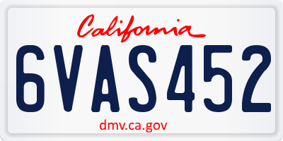 CA license plate 6VAS452