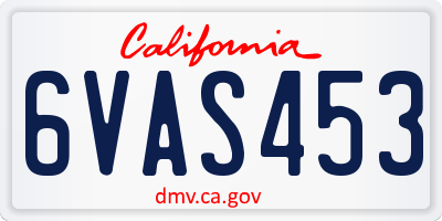 CA license plate 6VAS453
