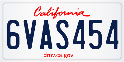 CA license plate 6VAS454