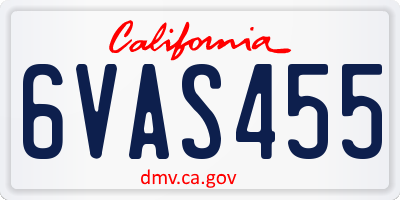 CA license plate 6VAS455