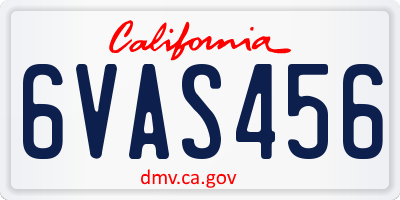 CA license plate 6VAS456