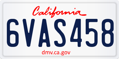 CA license plate 6VAS458