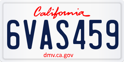 CA license plate 6VAS459