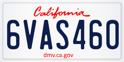 CA license plate 6VAS460