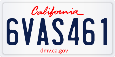 CA license plate 6VAS461