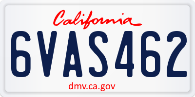 CA license plate 6VAS462