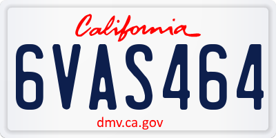 CA license plate 6VAS464