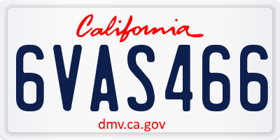 CA license plate 6VAS466